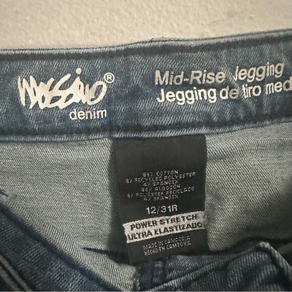 Mossimo Light Wash Paint Splatter Raw Hem Mid Rise Jeans Jeggings Womens 12 - Picture 3 of 7